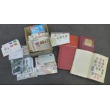 Stamps; a box of stamp albums and covers