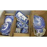 Three boxes of blue and white pattern china **PLEASE NOTE THIS LOT IS NOT ELIGIBLE FOR POSTING AND