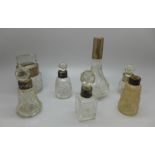 Silver mounted scent bottles, some a/f