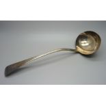 A George IV silver ladle, London 1828, 220g