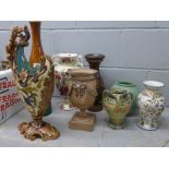 Eight large vases, (ewer a/f) **PLEASE NOTE THIS LOT IS NOT ELIGIBLE FOR POSTING AND PACKING**