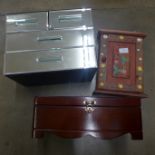 Two jewellery chests and a key cupboard **PLEASE NOTE THIS LOT IS NOT ELIGIBLE FOR POSTING AND