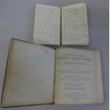 A manuscript travel book, 1855, tour of France and a Gentleman and Farmer's Pocket Companion,