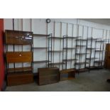 A teak and black metal seven bay modular room divider