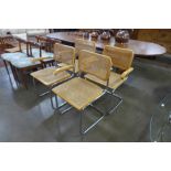 A set of three Mercel Breuer style cantilever armchairs and another