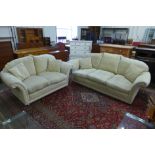 A Duresta Harrington Hogarth two piece sand fabric lounge suite, comprising three seater settee