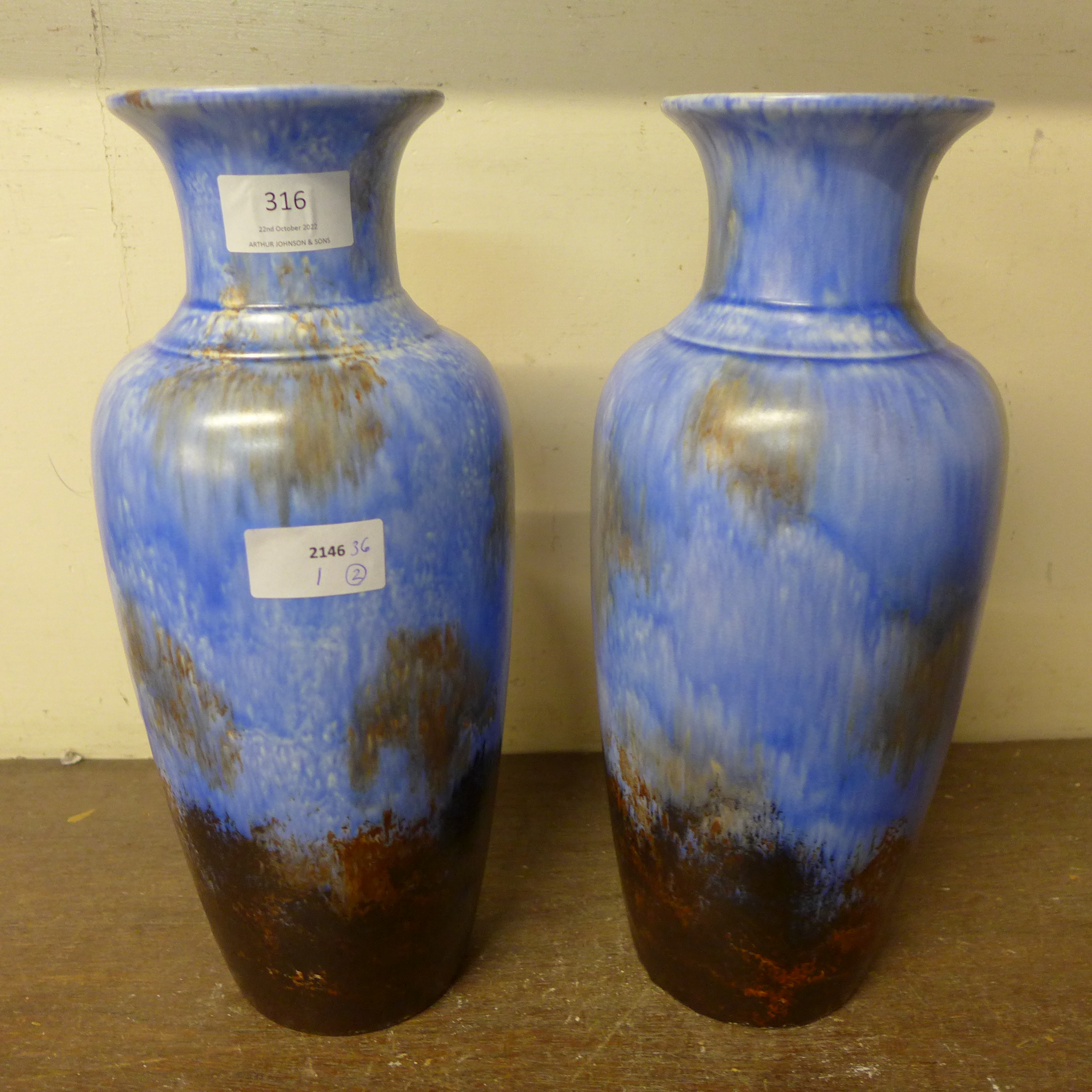 A pair of studio pottery vases
