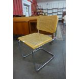 A Marcel Breuer style chrome and bergere chair
