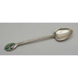 A Liberty & Co. 'Cymric' silver and enamelled spoon, Birmingham 1902, Archibald Knox, 113mm