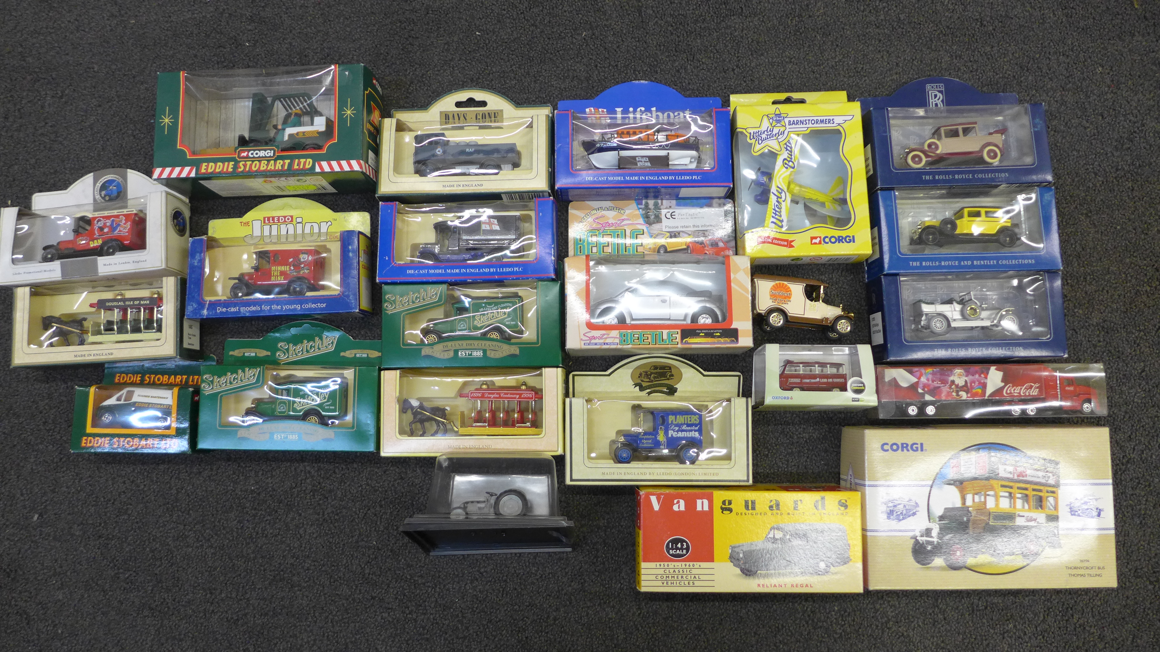 A collection of model vehicles including Corgi Eddie Stobart, all boxed