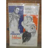 A Spanish 1950's film poster; Marilyn Monroe The Prince and The Showgirl, 27.5cm x 39cm