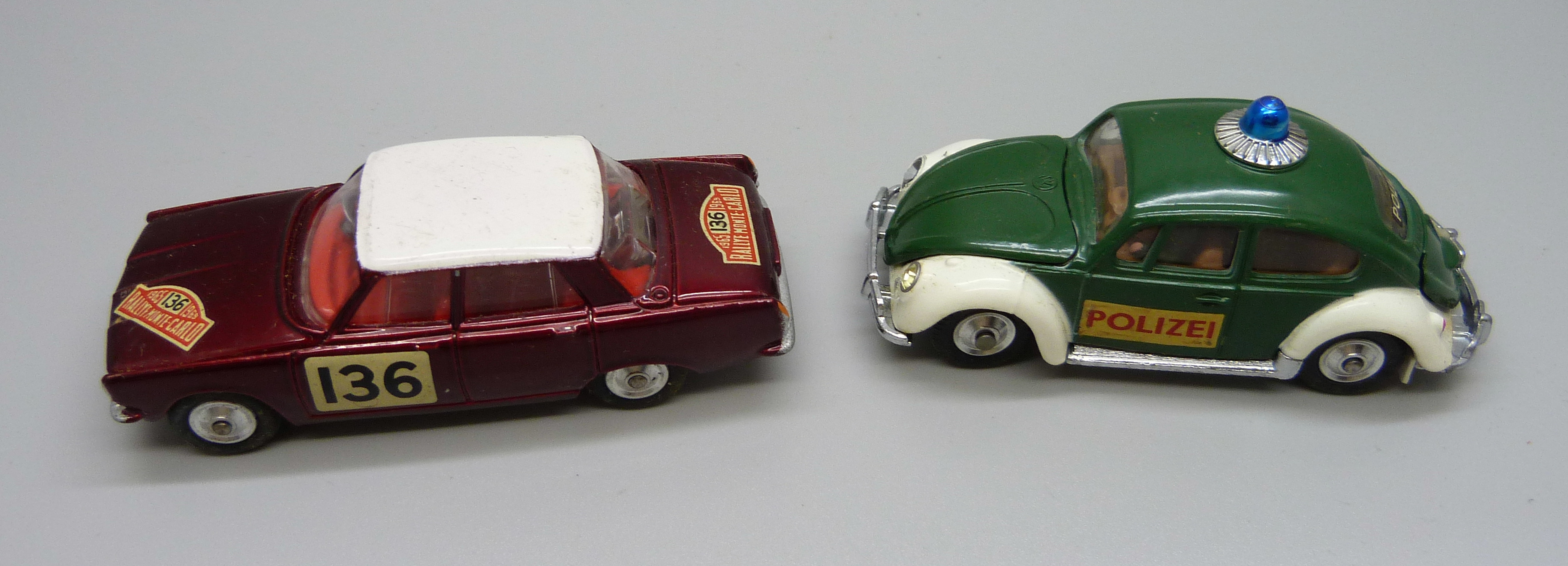 Two Corgi Toys, 322 Rover 2000 in Monte-Carlo Trim and Volkswagen European Police Car, both - Image 2 of 4