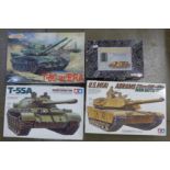 Four model tank kits, Dragon x2 and Tamiya x2