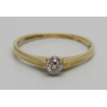 An 18ct gold and diamond solitaire ring, 1.4g, J