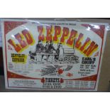 A Led Zeppelin Earls Court poster, 1970's (a few tape stains)