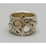 A 1970's Modernist silver ring, makers mark J.K., L