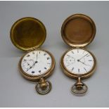 Two gold plated full hunter pocket watches, a/f