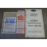 Two vintage 1920's Nottingham Theatre posters and a LNER train poster