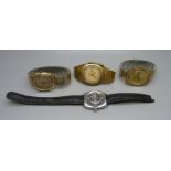 Four wristwatches, Bulova, Sekonda, Timex and Ingersoll