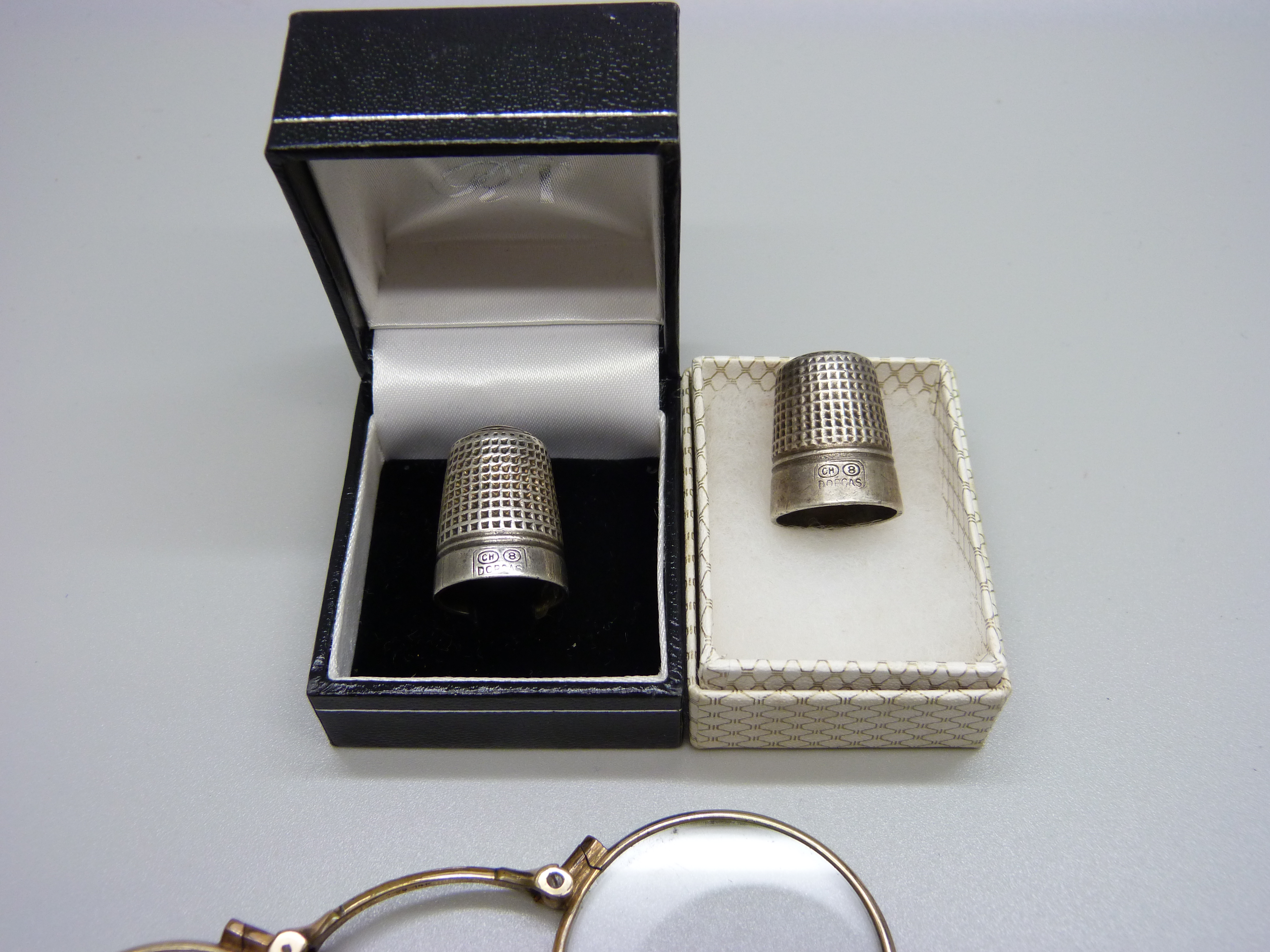 Two silver Charles Horner thimbles and a pair of lorgnettes - Image 2 of 5