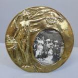 A brass Art Nouveau photograph frame