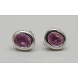 A pair of 18ct gold and pink sapphire ear studs, 1.6g