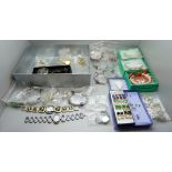 A collection of costume jewellery including some silver