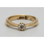 A 22ct gold and diamond solitaire ring, 3.6g, J