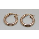 A pair of 9ct gold hoop earrings, 1.7g