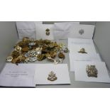 Seventy-four British/Commonwealth cap badges