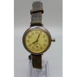 A silver cased wristwatch, Glasgow import mark for 1929, 32mm case