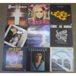 Ten LP records including Chris De Burgh, Peter Atkin, Debbie Harry