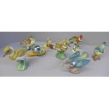 Eight bird figures including Royal Worcester, Adderley and J. Bromley Staffordshire