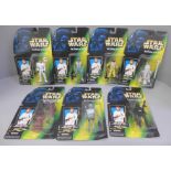 Seven Star Wars figures, all on Skywalker backing cards