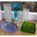 Five Art glass vases and an ashtray **PLEASE NOTE THIS LOT IS NOT ELIGIBLE FOR POSTING AND PACKING**