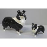 A Beswick Collie dog and one other smaller