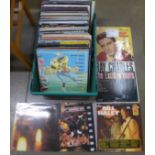 A box of 85 LP records; 1960's to 1980's including Elvis Presley, Ray Charles, Platters, Rod