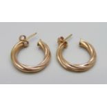 A pair of 9ct gold hoop earrings, 3g