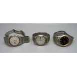 Three Seiko wristwatches