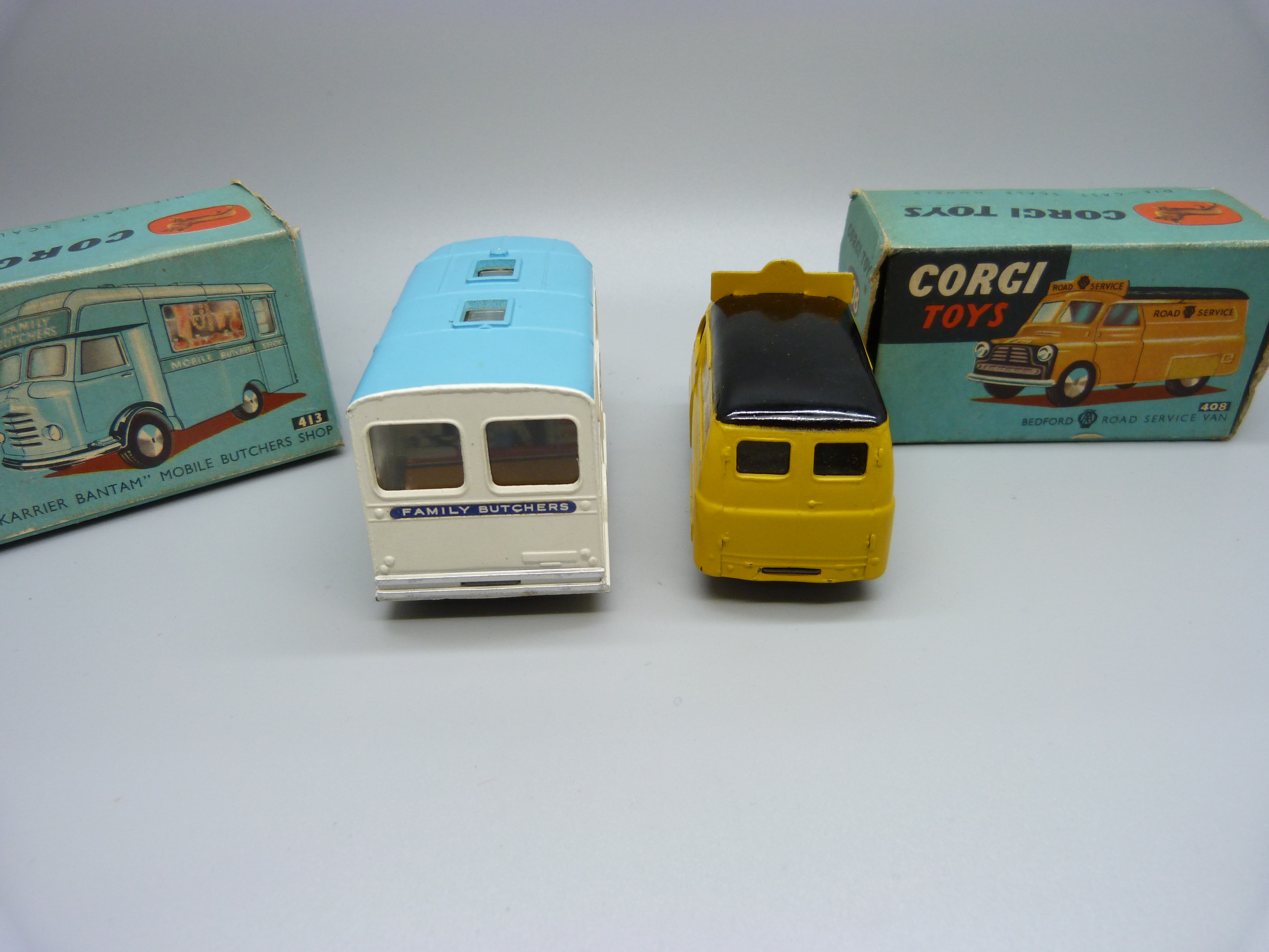 Two Corgi Toys, 408 Bedford Road Service Van and 413 Smith's Karrier Bantam Mobile Butchers Shop, - Image 6 of 7