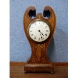 An Edward VII inlaid mahogany mantel clock, a/f