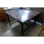 A Victorian painted beech kitchen table with an elm top