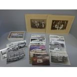 A collection of bus and coach photographs, an old deed and wedding photographs