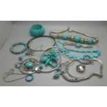 Turquoise and turquoise coloured jewellery
