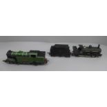 An Airfix 00 gauge model locomotive, a Hornby model locomotive and a Tri-ang railway tender