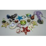 Murano and other glass pendants and jewellery