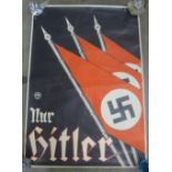 A German Third Reich 'Nur Hitler' Political poster, 1932, printed by Schroff Druck Augsburg, 20" x