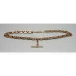 A 9ct rose gold fancy link double Albert chain, 55.5g, 51cm, (with an insurance valuation dated
