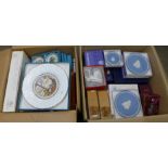 A collection of assorted china including Wedgwood Jasperware, Spode and Coalport Christmas