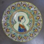 A large pottery majolica charger, 56cm **PLEASE NOTE THIS LOT IS NOT ELIGIBLE FOR POSTING AND